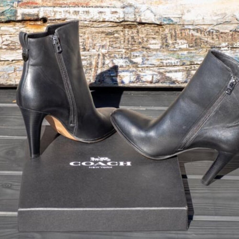 Coach Soft Calfskin Leather Heeled Booties - Picture 11 of 16
